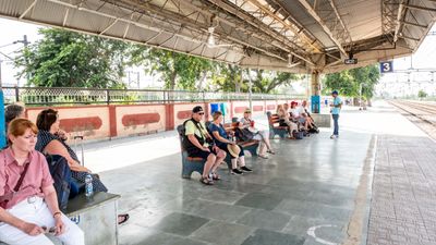 The group waiting for a train. 