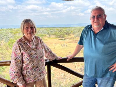 Rose and David at restaurant on top of the hill