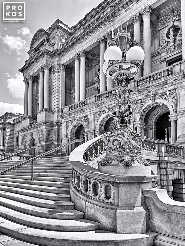Black and white Library of Congress fine art print from the Washington DC photography gallery of fine art photographer Andrew Prokos.