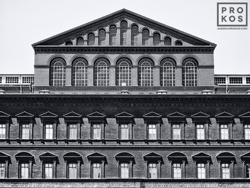 Black and white limited edition print of the National Building Museum from the Washington DC photos archive of architectural photographer Andrew Prokos.