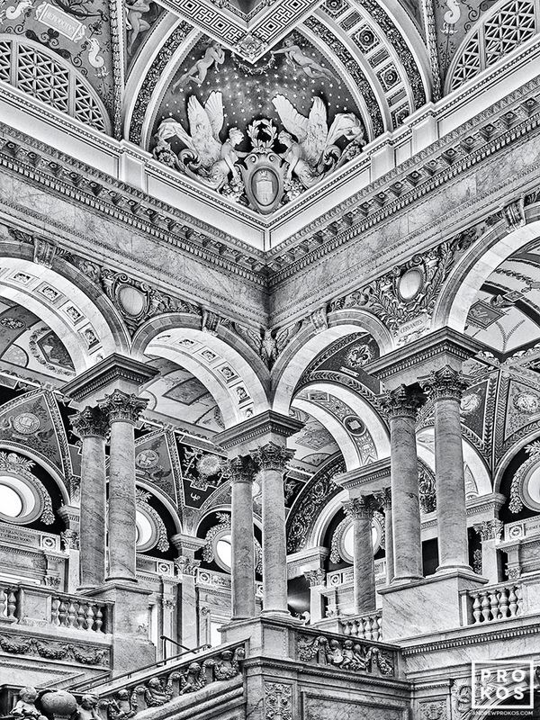 Black and white Library of Congress framed print from the Washington DC photography gallery of fine art photographer Andrew Prokos.