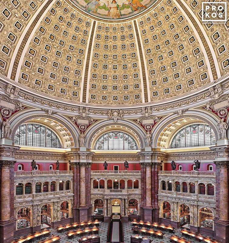 Architectural interior photos of the Library of Congress Main Reading Room Interior from the DC fine art photography gallery of Washington DC photographer Andrew Prokos. Read more about Andrew's photos in his photography articles. 