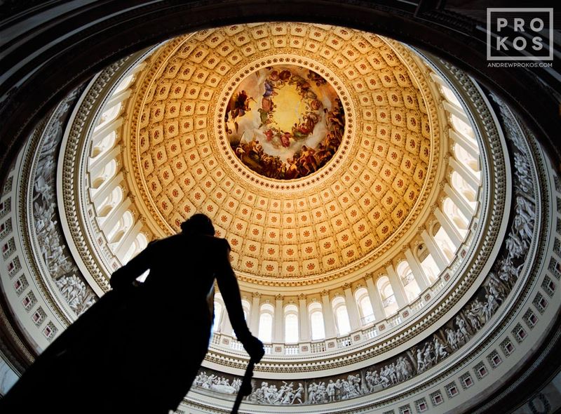 Framed fine art photos of the Interior of the US Capitol Rotunda from the United States Capitol images archive of Washington DC photographer Andrew Prokos. Captured via color film photography. 