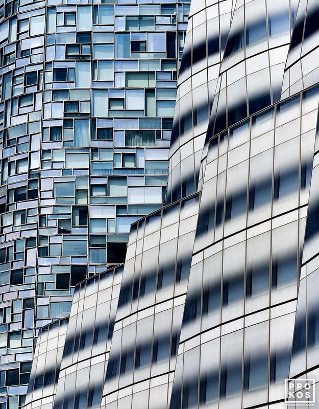 Large-format color fine art photos and framed prints of New York architecture, IAC and Jean Nouvel Facades, High Line, in the New York City gallery of architectural photographer Andrew Prokos. Read more about Andrew's photos in his art photography articles. 