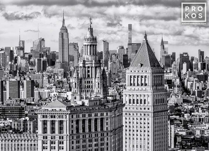 Black and white photographs photo prints framed of a Manhattan cityscape found in the Manhattan views, New York skylines, and New York cityscape galleries of photography artwork website AndrewProkos.com. You can read more about Andrew's work in his informative pro photography articles page.