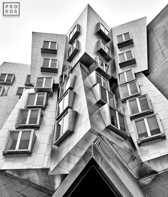 Black and white architectural photographs and framed fine art prints of the contemporary Stata Center, MIT in Boston by architectural photography artist Andrew Prokos. Read more about Andrew's photos in his photography articles.
