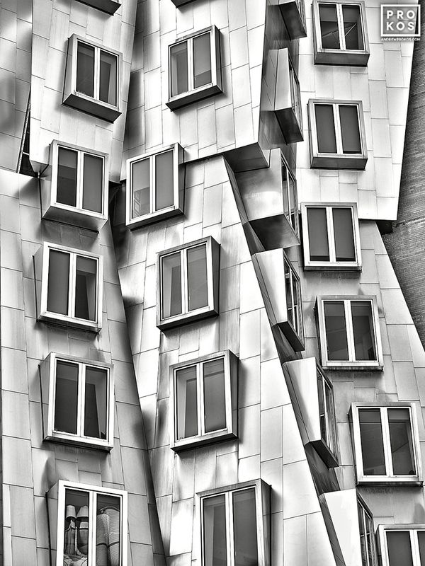 Black and white architectural photography and framed fine art prints of the contemporary Stata Center at MIT in Boston by architectural photographs artist Andrew Prokos. Read more about Andrew's photos in his photography articles.