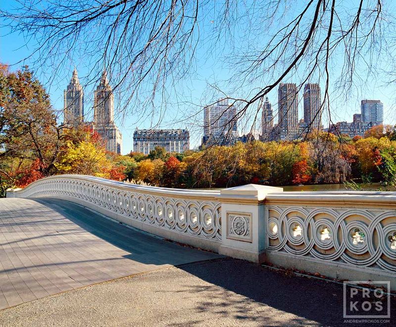 Limited edition Fine art website featuring a Autumn landscape photo from Central Park by master landscape photographer Andrew Prokos. This HD fine art print is composed of multiple images merged to create large-format prints available up to 96 inches in height. Please inquire regarding additional print sizes. Artwork ships direct from the artist's DC photos, Dubai photos,  London photos or NYC photos gallery.
