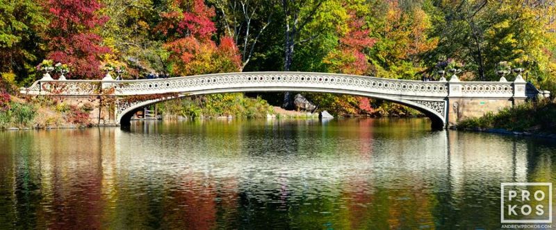 Limited edition landscapes of Bow Bridge in Autumn in Central Park NYC by fine art photographer Andrew Prokos. Limited edition  photography prints  of this photo are available up to 96 inches in width. Ships from the artist's NYC, Washington DC , Dubai, or London photography gallery.

see photo at Artspace

