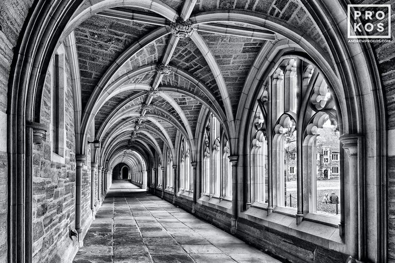 Black and white fine art photographs of Rockefeller Cloister, Princeton University by fine art photographer Andrew Prokos. Limited edition fine art prints of this architectural photograph are available up to 50 inches in width. Please inquire regarding additional print sizes. Artwork ships direct from the artist's DC, Dubai, London or New York photography gallery.
