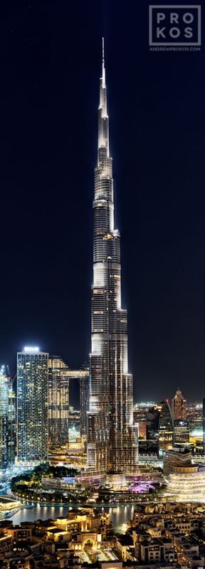 Limited edition cityscapes of the Burj Khalifa Dubai at night by fine art photographer Andrew Prokos. Composed of multiple high-definition night photos merged to create high-definition photography prints up to 96 inches in height. Prokos's photos of Dubai and have won numerous international awards and have been widely published. Artwork ships direct from the artist's Washington DC, London, or NYC photo gallery.

see photo at Artspace
