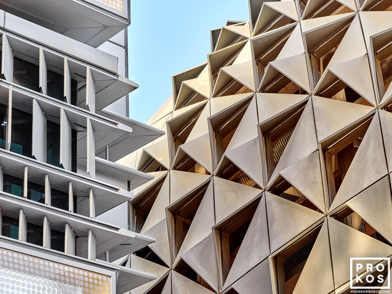 Contemporary architectural photography of Masdar UAE buildings showing a convergence of geometric and linear forms, from the award-winning  architecture photographs and fine art photographs collections of photographer Andrew Prokos. Framed fine art photos are available in sizes up to 80 inches in width. Andrew's Abu Dhabi photography has won numerous international awards and has been widely published in Elle Decor, Wired Magazine, Harper's Bazaar, Vogue Casa, CNN, and many others. Photos ship direct from the artist's New York City photography gallery.


see photo at Artspace