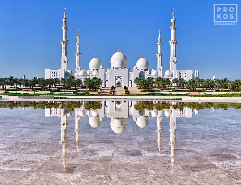 Large-format photographs of Sheikh Zayed Grand Mosque in Abu Dhabi by master fine art photographer Andrew Prokos. This large-scale photo is composed of multiple high-definition architectural images merged to create large-format prints available up to 120 inches in width. Please inquire regarding additional print sizes. Andrew's fine art photography of Abu Dhabi and the United Arab Emirates has won numerous international awards and has been widely published. Artwork ships direct from the artist's New York fine art photography gallery. For info regarding available framed fine art print sizes and editions please inquire.


see photo at Artspace