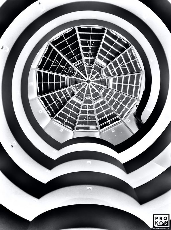 Photograph of the Guggenheim Museum interior from the award-winning limited edition black and white photography series 'Inverted'. Signed and numbered fine art photographs available as large-format prints in sizes up to 90 inches in width. Ships direct from the artist's New York photography gallery.