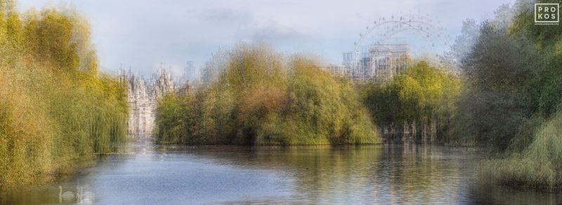 Limited edition multiple-exposure photography capturing an idyllic panoramic landscape from Kensington Gardens in the heart of London, from Prokos's latest conceptual fine art series Multiplicity. To achieve the composition, Prokos photographs each location multiple times, shifting the perspective slightly with each exposure. The multiple exposures are then layered to achieve a multifaceted composition. The result is an image that expresses both the spatial and temporal elements of the scene in one photograph. 

Large-scale photographs are available in print sizes up to 120 inches. Prokos's framed fine art prints have won numerous international awards and have been widely published in Elle Decor, Wired Magazine, Harper's Bazaar, Vogue Casa, CNN, and many others. Photos ship direct from the artist's New York City gallery or from our framer in London, UK.
