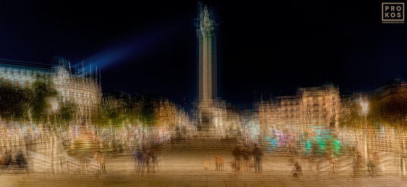 Limited edition photographs capturing a multiple-exposure views of  London's Trafalgar Square seen at night,from Prokos's latest contemporary photography series 'Multiplicity'. To achieve the composition, Prokos photographs each location multiple times, shifting the perspective slightly with each exposure. The multiple exposures are then layered to achieve a multifaceted composition. The result is an image that expresses both the spatial and temporal elements of the scene in one photograph.  

Large format fine art photos are available in sizes up to 96 inches. Prokos's limited edition prints have won numerous international awards and have been widely published in Elle Decor, Wired Magazine, Harper's Bazaar, Vogue Casa, CNN, and many others. Photos ship direct from the artist's New York City studio or from our London gallery. 