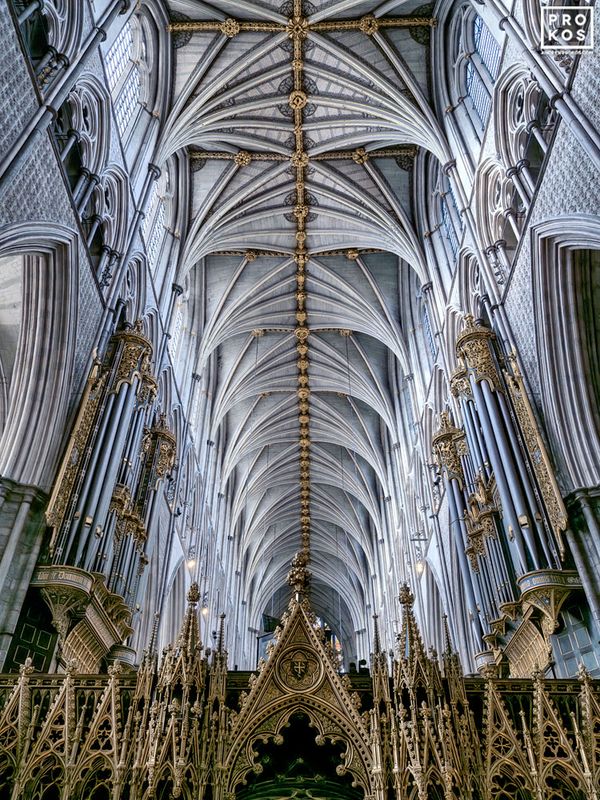 Limited edition fine color photography presenting a highly-detailed view of Westminster Abbey interior, London from Prokos's latest collection of London fine art photographs and architectural photos. Large-format framed photographs are available in sizes up to 72 inches in height. Prokos's photos have won numerous international awards and have been widely published in Elle Decor, Wired Magazine, Harper's Bazaar, Vogue Casa, CNN, and many others. Photos ship direct from the artist's New York City gallery.