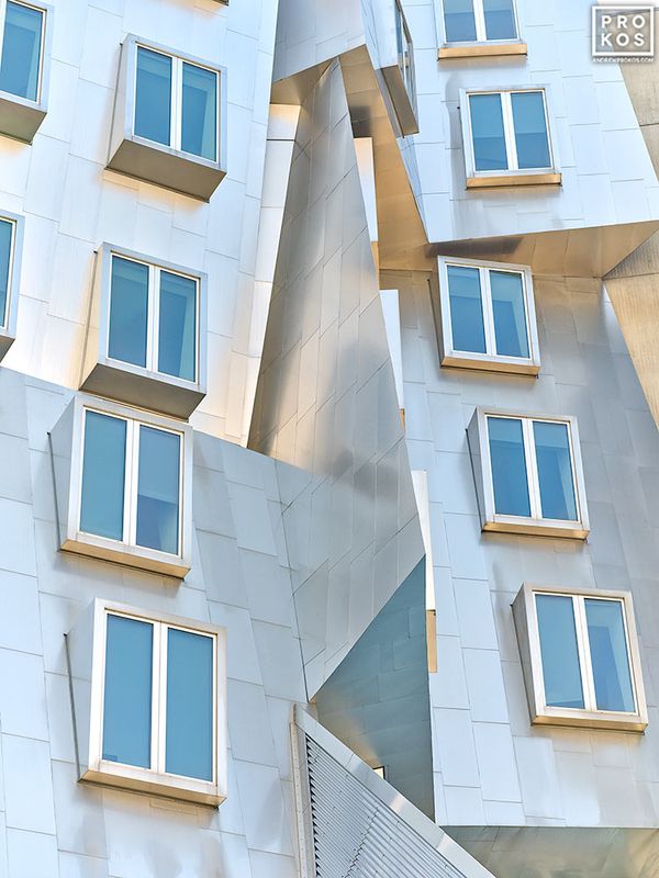 Limited edition fine art photography prints by photographer Andrew Prokos of the Stata Center, MIT showing the famed angular facade by architect Frank Gehry. Architectural prints are available in sizes up to 72 inches in height. Prokos's architectural and cityscape photography has won numerous international awards and has been widely published in Elle Decor, Wired Magazine, Harper's Bazaar, Vogue Casa, CNN, and many others. Photos ship direct from the artist's New York art gallery.