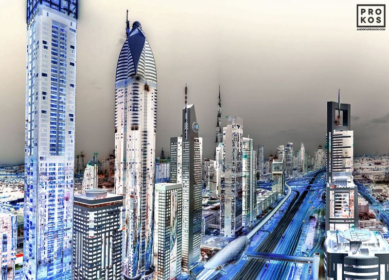 Inverted - Sheikh Zayed Road Cityscape