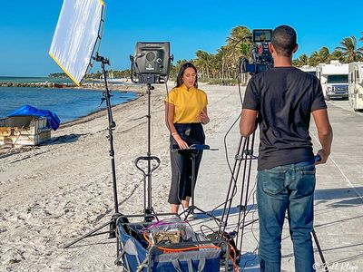News Crew about Cuban Chugs, Smathers Beach   
