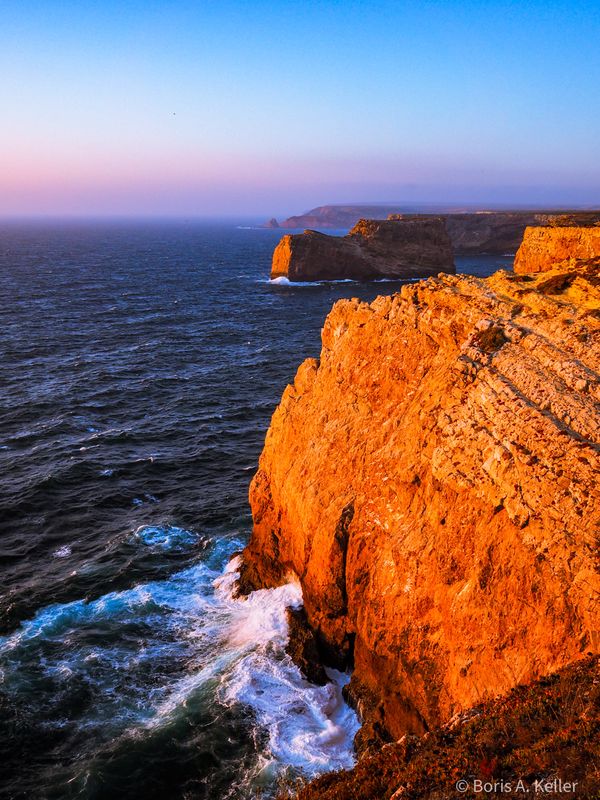 The cliffs at sunset
