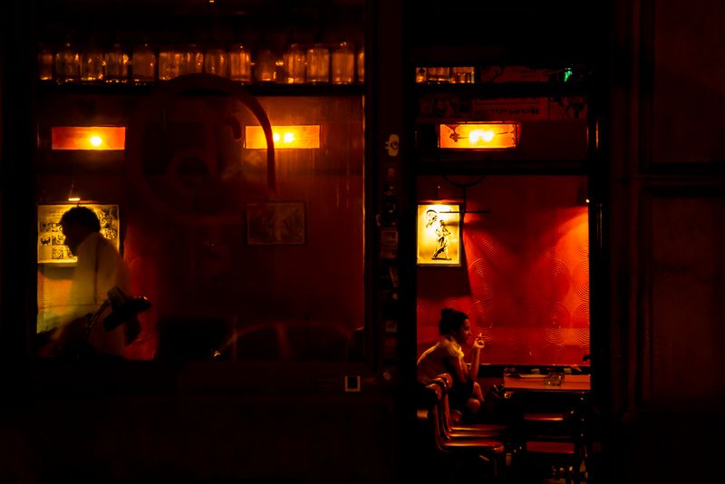 Bar scene at night