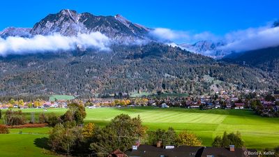 View to Oberstdorf with Allgu Alps in the background