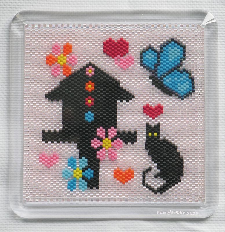 Kim Herron Valentine Bird House Coaster
