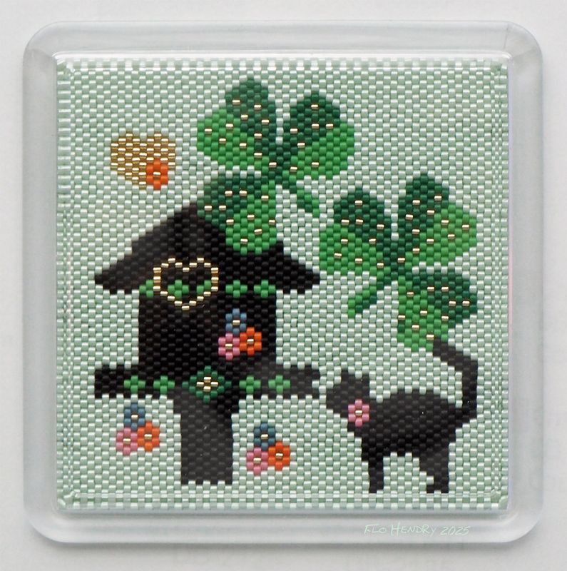Kim Herron Shamrocks Bird House Coaster