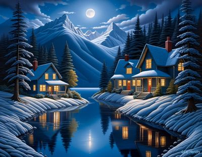315-1 Moonlit Homesteads on an Icy Night.jpg