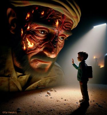 Don't Be Afraid of People Because they Look Different - Child Stares at Scarred Face in Fear.jpg