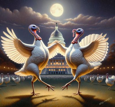 125 The Pardon Turkeys  Blossom & Peach Celebrating at the White House.jpg
