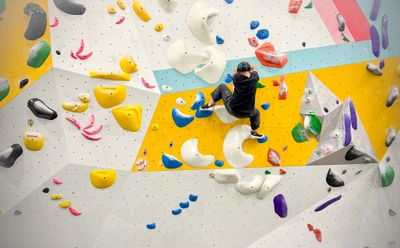 Sabina doing some hardcore bouldering