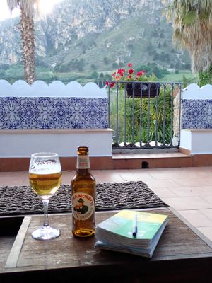 Enjoying a beer