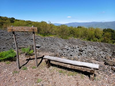 Bench and sign