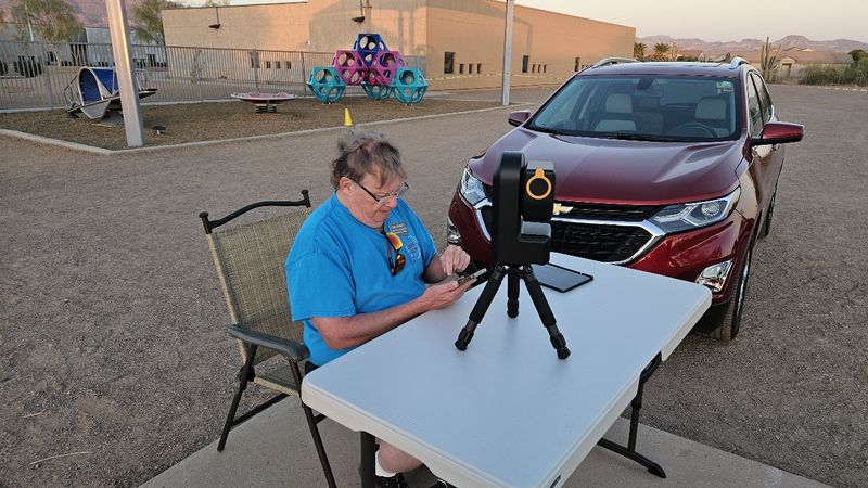 Fred Cawsey preparing his SeeStar telescope.