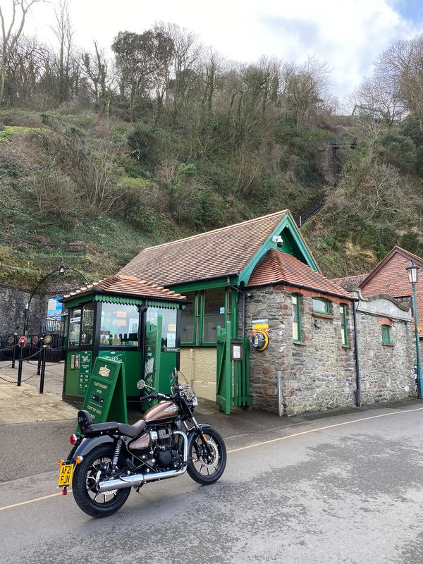 ROYAL ENFIELD METEOR 350 at LYNMOUTH CLIFF RAILWAY.