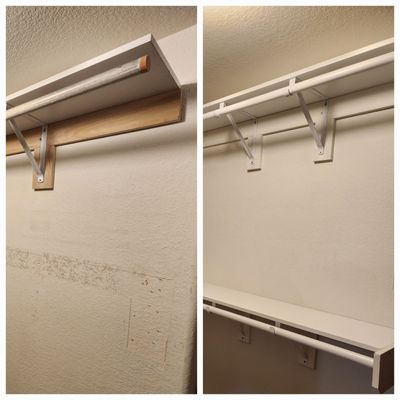 Replaced old clothes rods with expensive(!) white vinyl rods..jpg