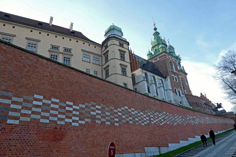 Royal Route i s lined with bricks recognizing donors for restoration of Wawel Castle