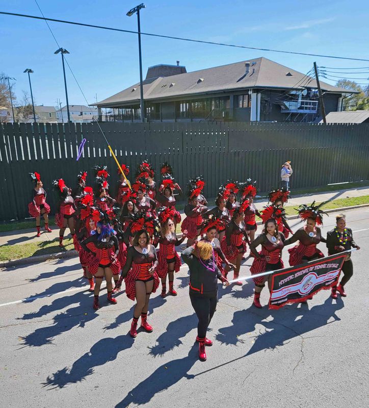 Dance troupe waiting for parade to start