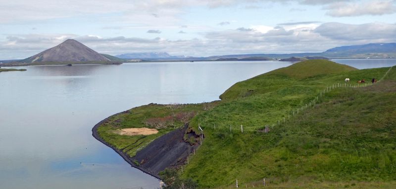 Vindbelgjarfjall is a volcano in Iceland on the shores of Lake Mývatn
