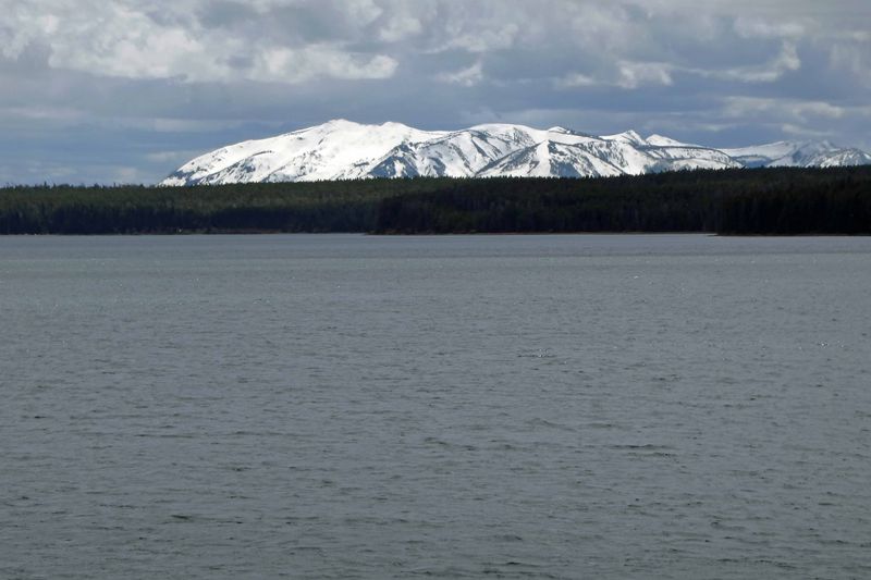 Mount Sheridan, elevation 10,313 feet (Red Mountains) across Yellowstone Lake