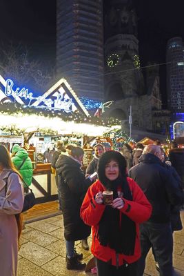 First cup of Gluhwein (hot mulled wine) at Christmas Market