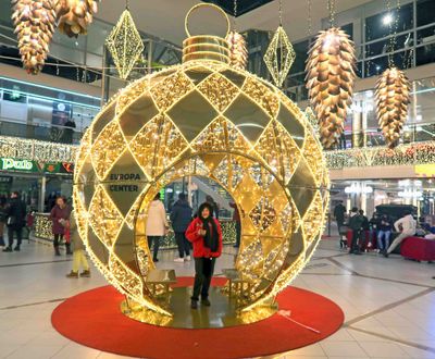 Christmas decorations inside the Europo Center in Berlin