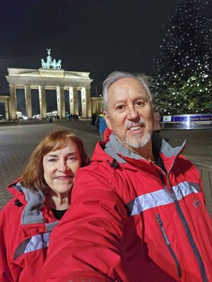 Night at Brandenburg Gate (divided West Berlin from East Germany)