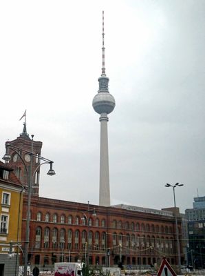 The Berlin TV Tower (Berliner Fernsehturm) was constructed 1965-69 as a symbol of Communist power