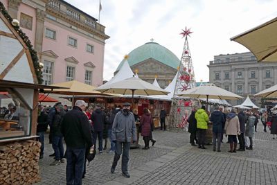 Christmas Market in the shadow of St. Hedwig's Cathedral in Berlin
