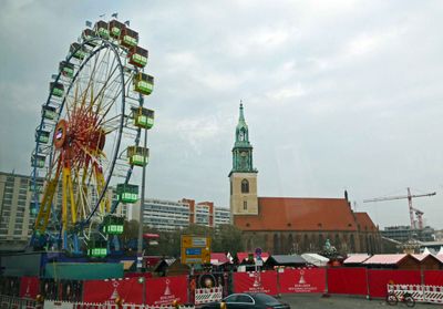 The Alexanderplatz Christmas Market with St. Mary's Church in the background