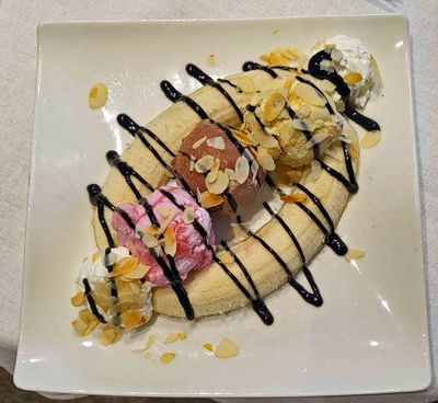 Banana Split for dessert at lunch