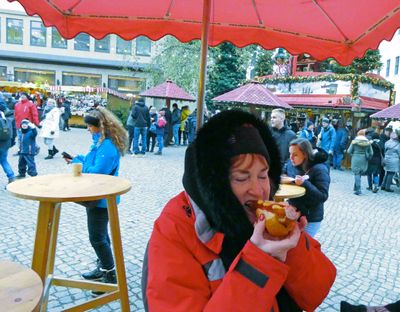 Having a Bratwurst at the Romantic Christmas Market